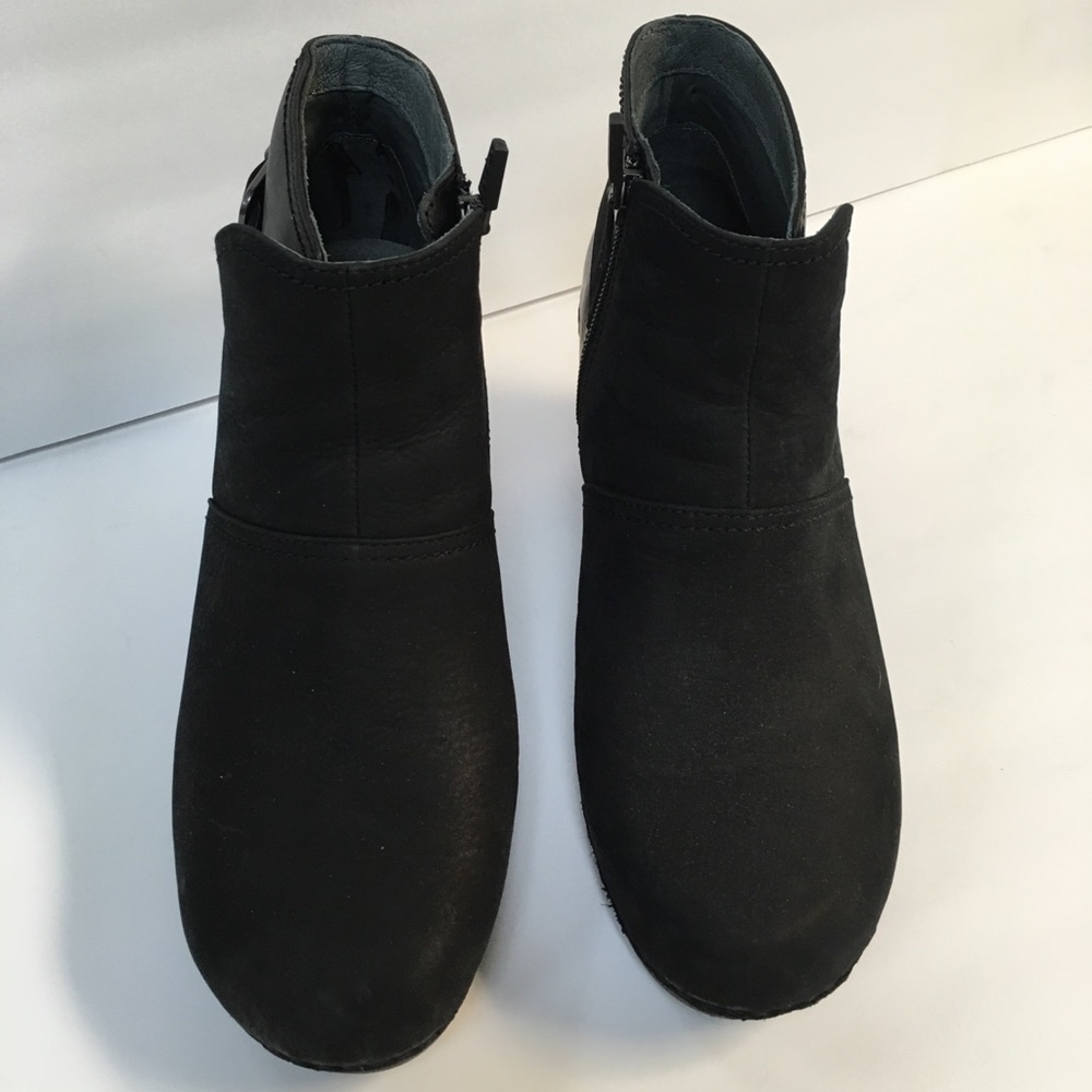 Dansko wedge black Shirley 38 new bootie sz 8